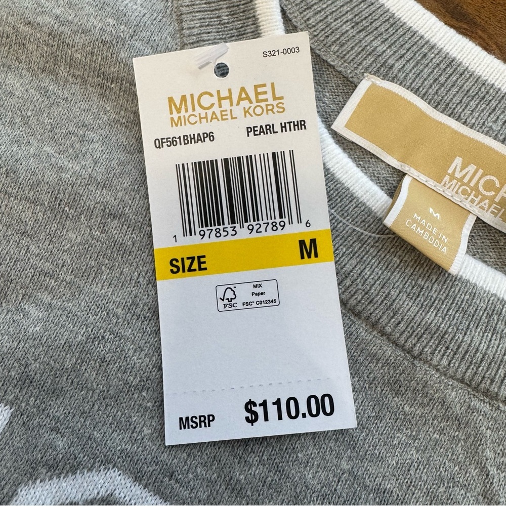Michael Kors Gray KORS Logo Crop Sweatshirt - Picture 8 of 12